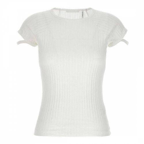 White Ribbed Cut Out Cotton T-Shirt - HELMUT LANG - Modalova