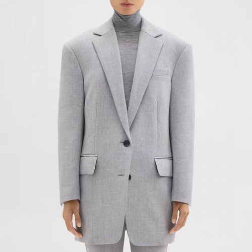 Grey Boxy Oversized Wool Jacket - Theory - Modalova