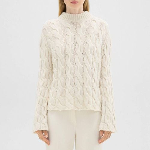 Ecru Cable Knit Wool Blend Jumper - Theory - Modalova