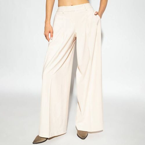 Cream Pleated Wool Blend Trousers - Theory - Modalova