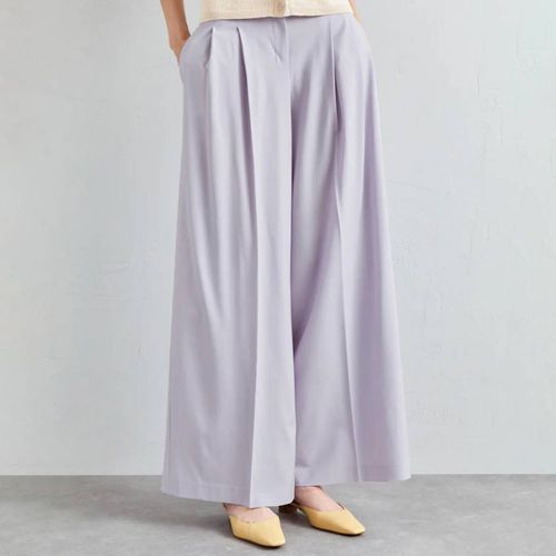 Lilac Low Rise Pleated Wool Blend Trousers - Theory - Modalova