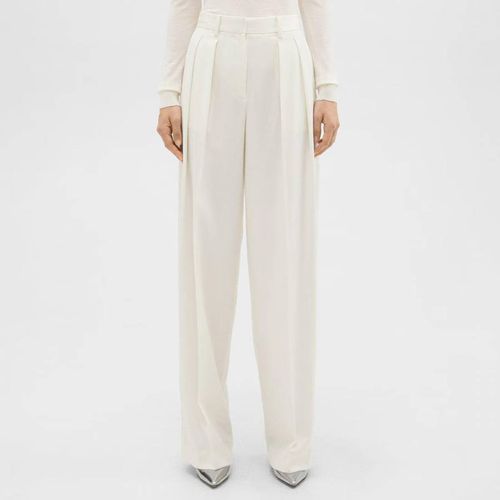 Ecru Pleated Wool Trousers - Theory - Modalova