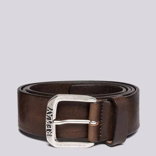 Brown Vintage Effect Leather Belt - Replay - Modalova
