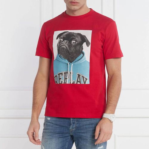 Red Pug Logo Cotton T-Shirt - Replay - Modalova