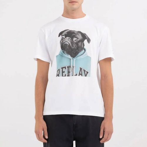 White Pug Logo Cotton T-Shirt - Replay - Modalova