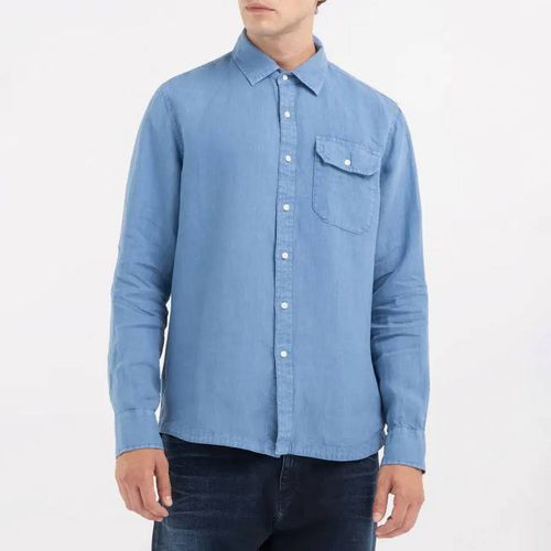 Blue Regular Fit Linen Shirt - Replay - Modalova