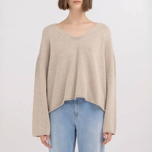 Sand V-Neck Cropped Jumper - Replay - Modalova