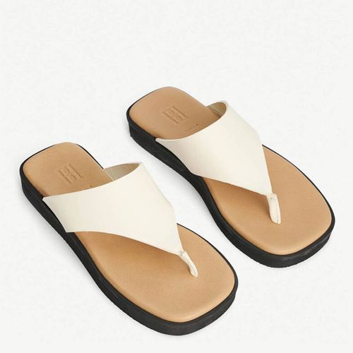 Cream Leather Flip Flop Sandals - By Malene Birger - Modalova