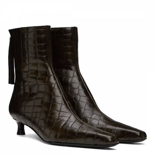 Brown Faux Croc Leather Boot - By Malene Birger - Modalova