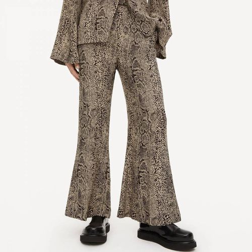 Brown Snake Effect Flared Trousers - By Malene Birger - Modalova