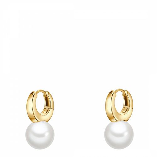 Yellow Gold Hoop Pearl Earrings - Perldor - Modalova