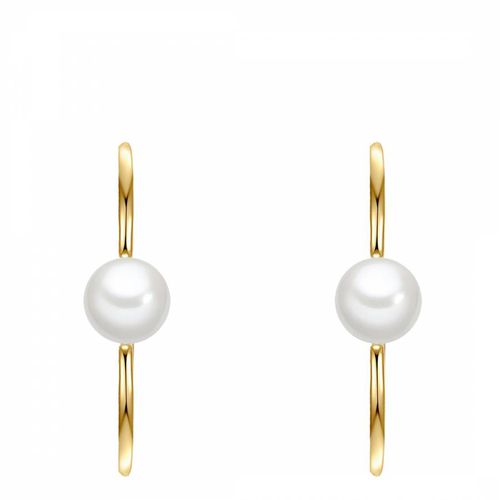 Yellow Gold Hoop Pearl Earrings - Perldor - Modalova
