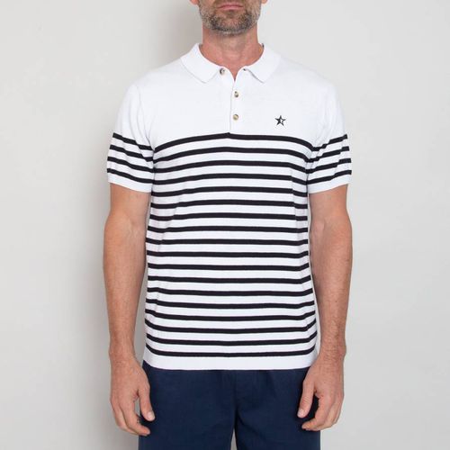 White/Black Cotton Knit Polo - Sounder Golf - Modalova