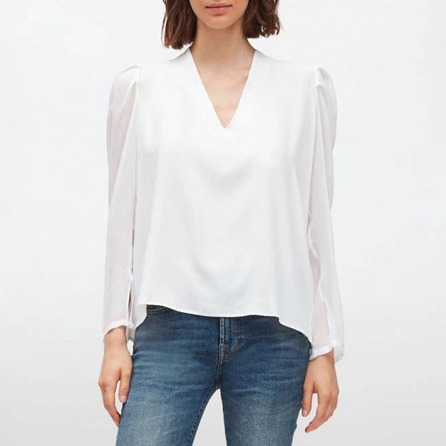 White Puff Sleeve Silk Blend Blouse - 7 For All Mankind - Modalova