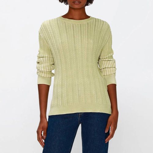 Lime Cable Knit Cotton Jumper - 7 For All Mankind - Modalova