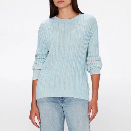 Pale Blue Cable Knit Cotton Jumper - 7 For All Mankind - Modalova