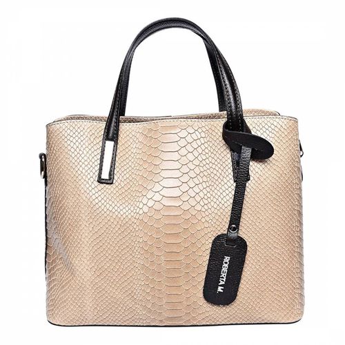 Beige Italian Leather Top Handle Bag - Roberta M - Modalova