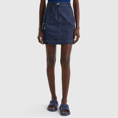 Navy Cotton Denim Skirt - United Colors of Benetton - Modalova