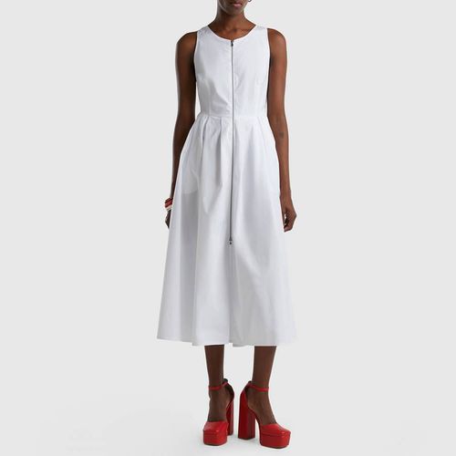 White Zip Cotton Maxi Dress - United Colors of Benetton - Modalova