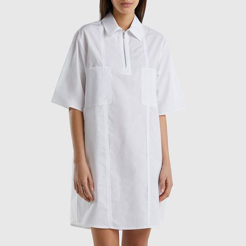 White Zip Cotton Mini Dress - United Colors of Benetton - Modalova
