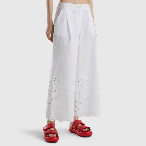 White Cut Out Cotton Trousers - United Colors of Benetton - Modalova