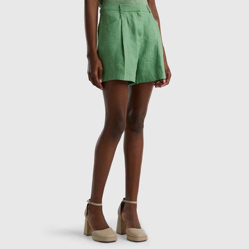Green Relaxed Linen Shorts - United Colors of Benetton - Modalova