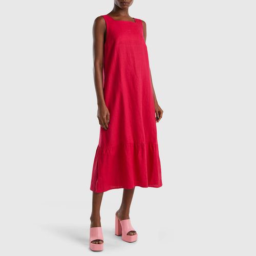 Pink Tiered Midaxi Linen Dress - United Colors of Benetton - Modalova