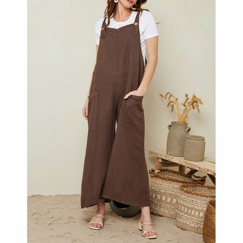 Brown Linen Jumpsuit - LE MONDE DU LIN - Modalova