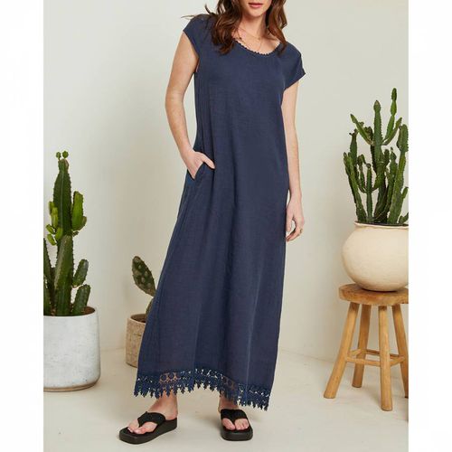 Navy Linen Maxi Dress - LE MONDE DU LIN - Modalova