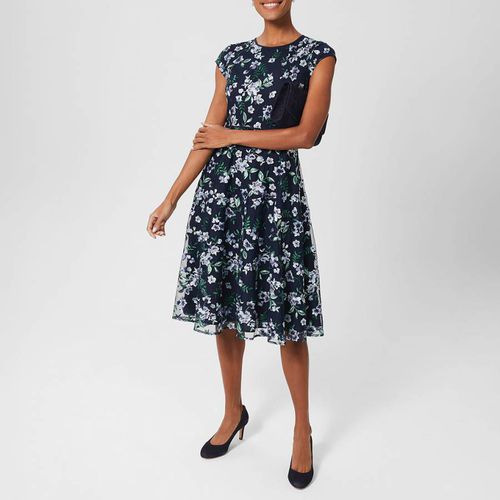 Navy Tia Embroidered Dress - Hobbs London - Modalova