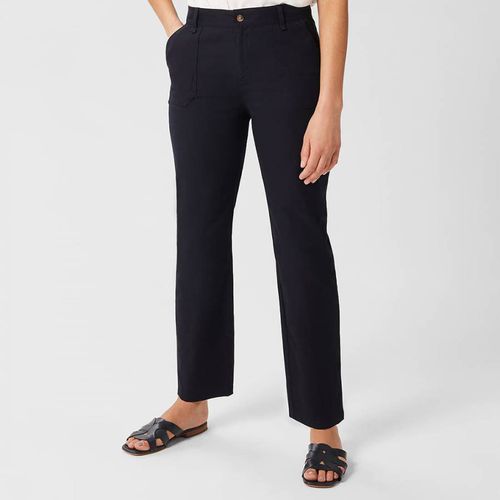 Navy Cynthia Cotton Blend Trousers - Hobbs London - Modalova