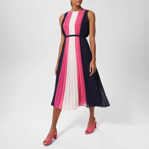 Navy/Pink Claudia Pleated Dress - Hobbs London - Modalova