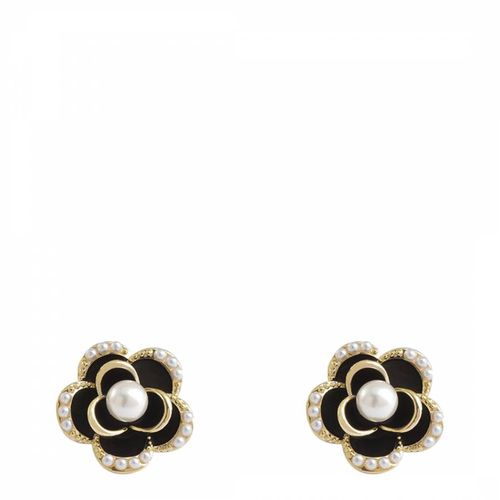 K Black & White Rose Stud Earrings - Liv Oliver - Modalova