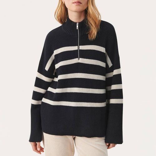 Dark Navy Striped Cotton Jumper - Part Two - Modalova