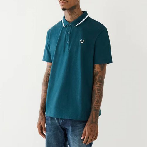 Teal Graphic Cotton Blend Polo Shirt - True Religion - Modalova