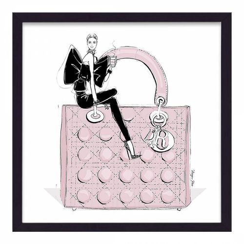 Dior Pink Handbag Bowed Top Framed Print - Megan Hess - Modalova