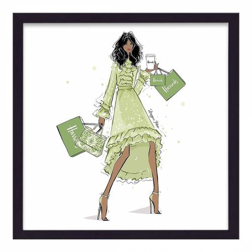 Harrods Green Dress Framed Print - Megan Hess - Modalova