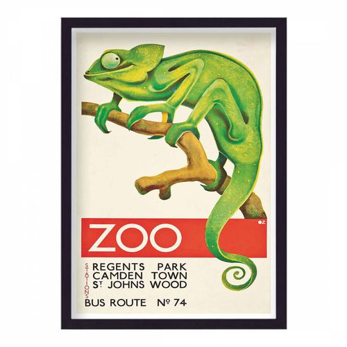 Vintage London Transport Zoo Green Chameleon Print - Vintage Travel Posters - Modalova