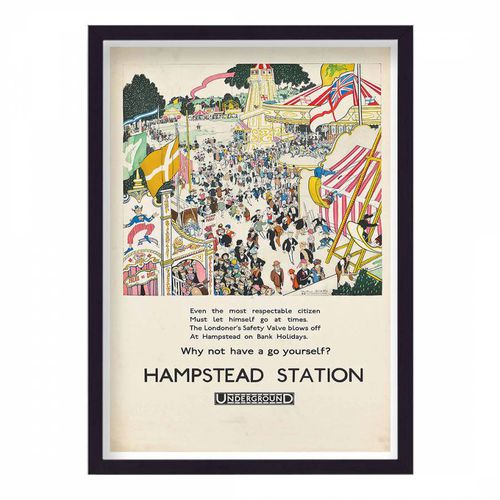 Vintage London Transport Hampstead Station Framed Print - Vintage Travel Posters - Modalova
