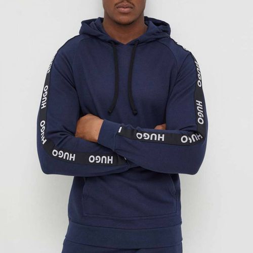 Dark Blue Tape Cotton Hoodie - BOSS - Modalova