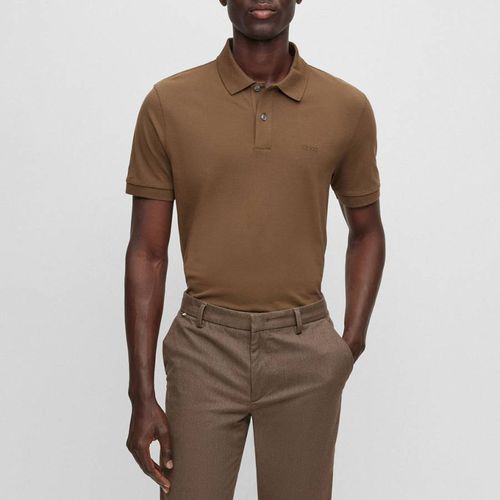 Brown Pallas Cotton Polo Shirt - BOSS - Modalova