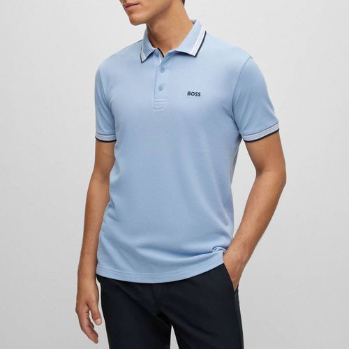 Pale Blue Paddy Cotton Polo Shirt - BOSS - Modalova