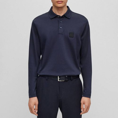 Navy Pado Cotton Polo Shirt - BOSS - Modalova