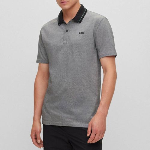 Black Pique Cotton Polo Shirt - BOSS - Modalova