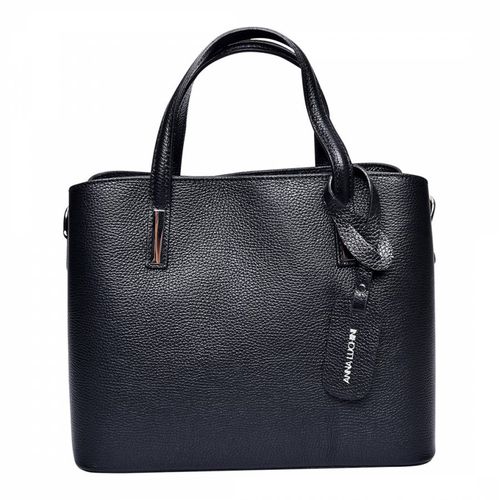 Black Leather Tote Bag - Anna Luchini - Modalova