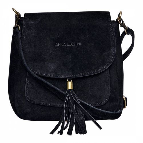Black Leather Top Handle Bag - Anna Luchini - Modalova