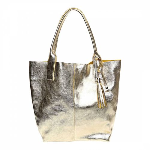 Gold Leather Tote Bag - Roberta M - Modalova