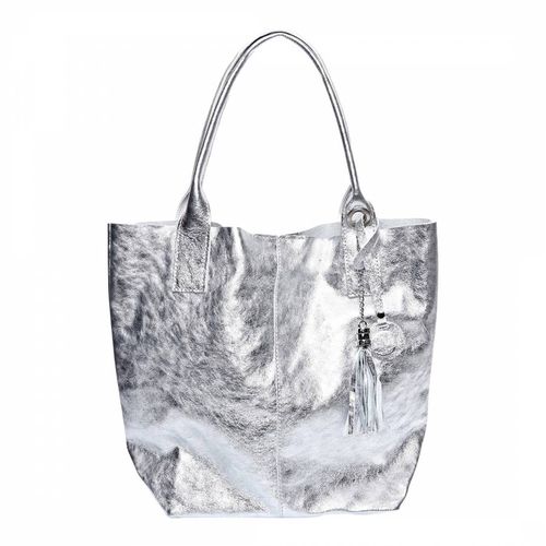 Silver Leather Tote Bag - Roberta M - Modalova