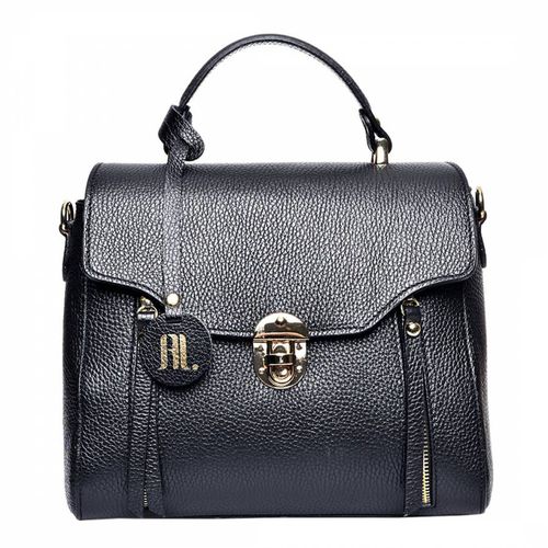 Black Leather Top Handle Bag - Anna Luchini - Modalova