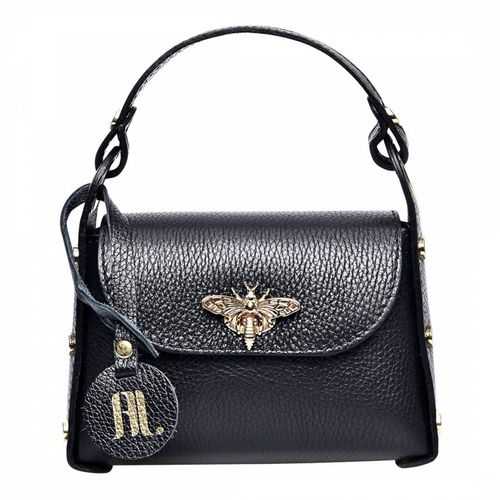 Black Leather Top Handle Bag - Anna Luchini - Modalova